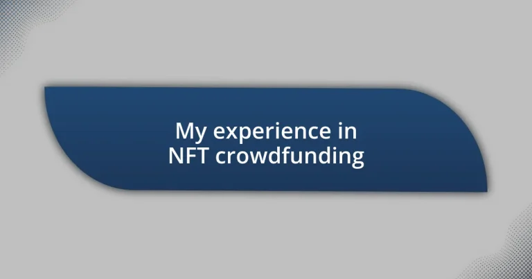 My experience in NFT crowdfunding