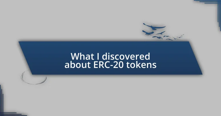 What I discovered about ERC-20 tokens