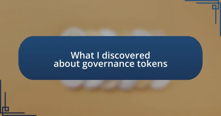 What I discovered about governance tokens