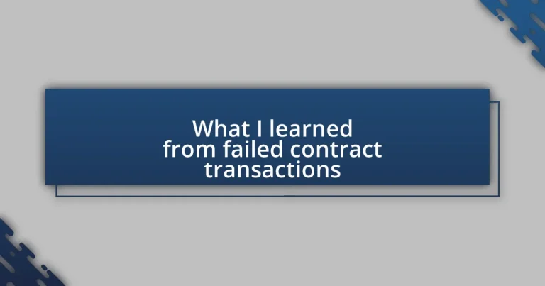 What I learned from failed contract transactions