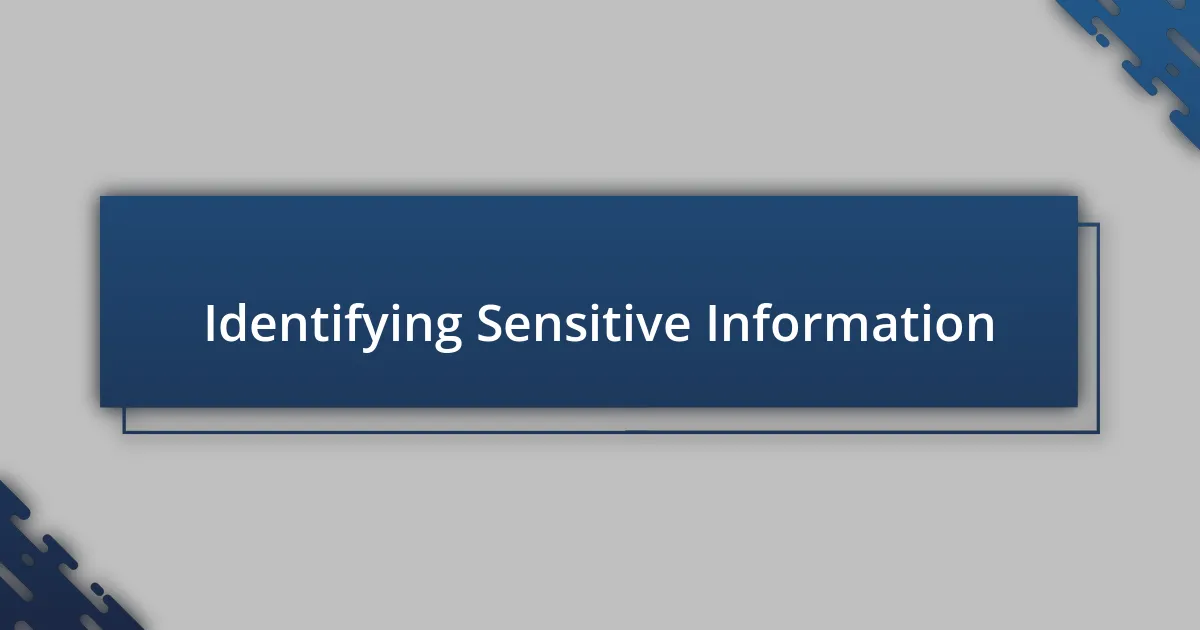 Identifying Sensitive Information