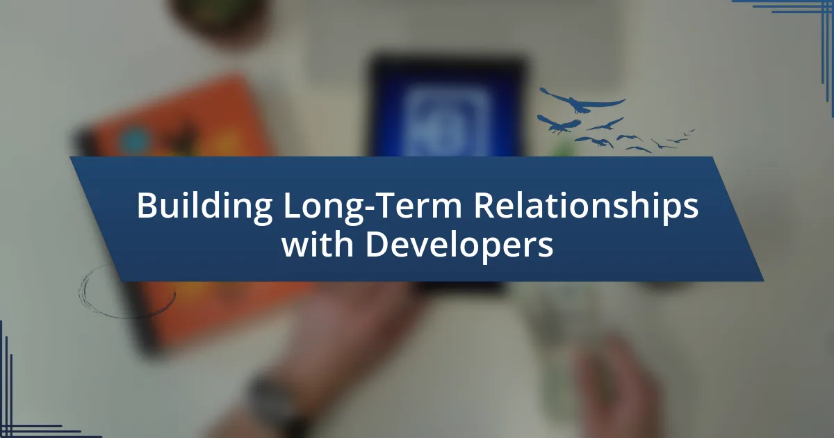 Building Long-Term Relationships with Developers