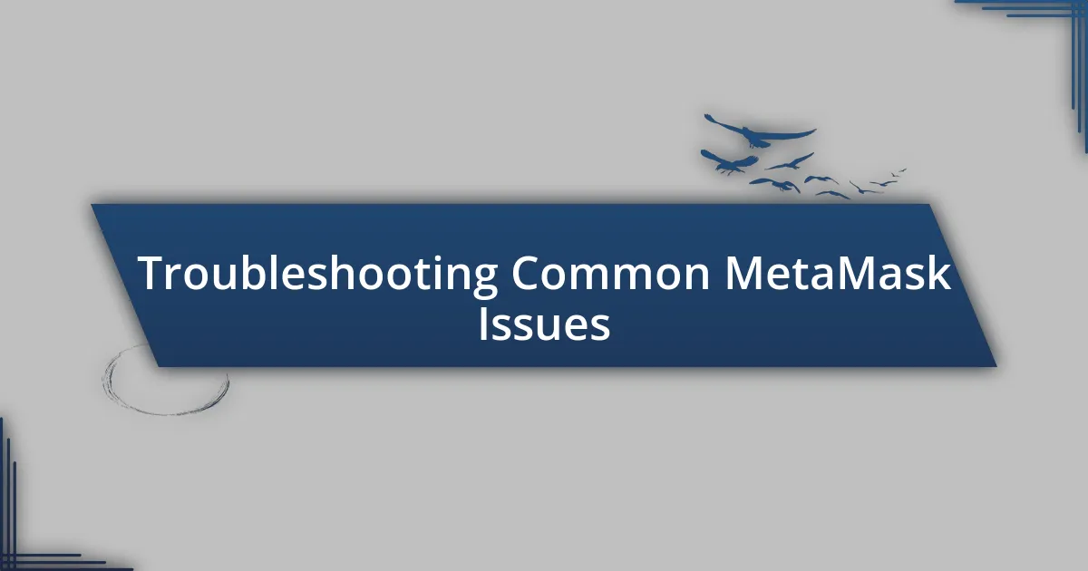 Troubleshooting Common MetaMask Issues