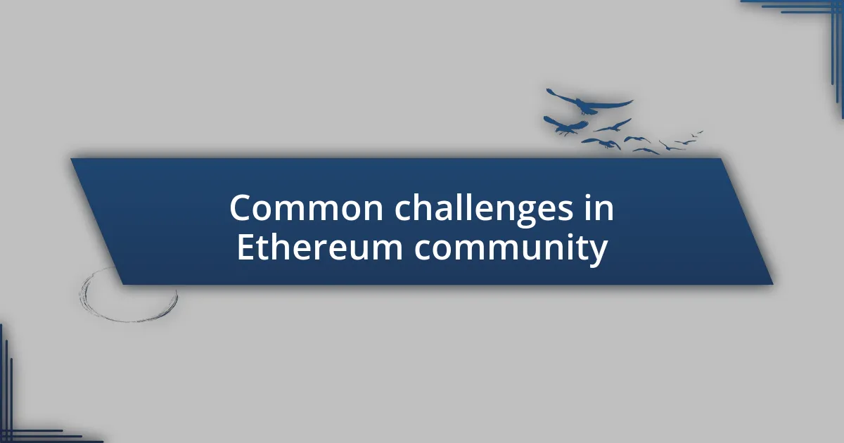 Common challenges in Ethereum community